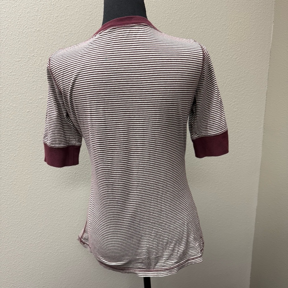 Cruel Girl Striped Henley Studded Western Top Medium Burgundy Cream - Picture 7 of 12